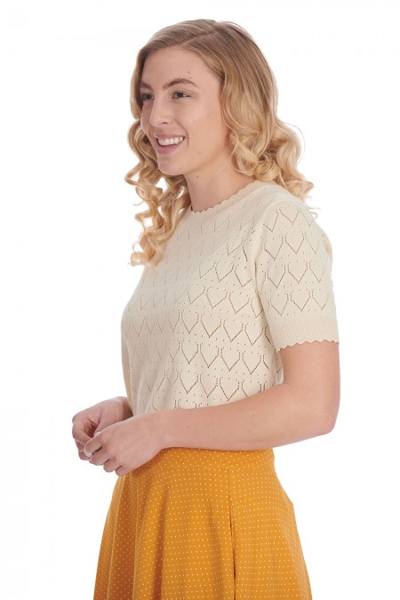 Top Rétro 1950's "Sweet Gardina" Blanc Cassé – Image 3