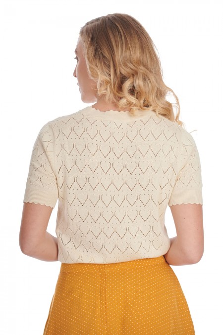 Top Rétro 1950's "Sweet Gardina" Blanc Cassé – Image 4