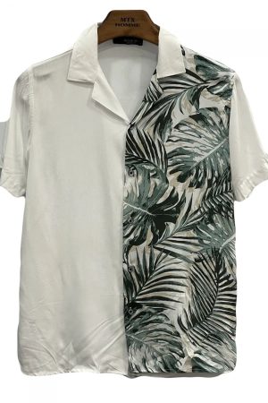 Chemise Hawaïenne "Half Jungle White"