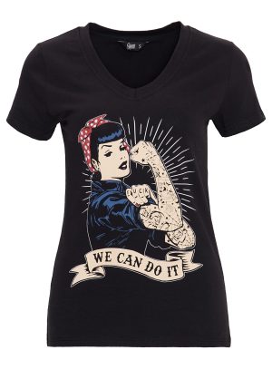 Tee-shirt Rockabilly "We Can Do It" Noir