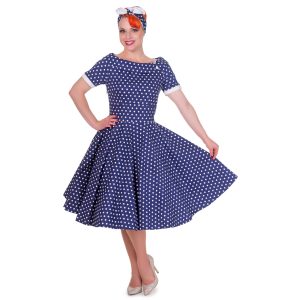Robe Rétro "Darlene Navy Polka"