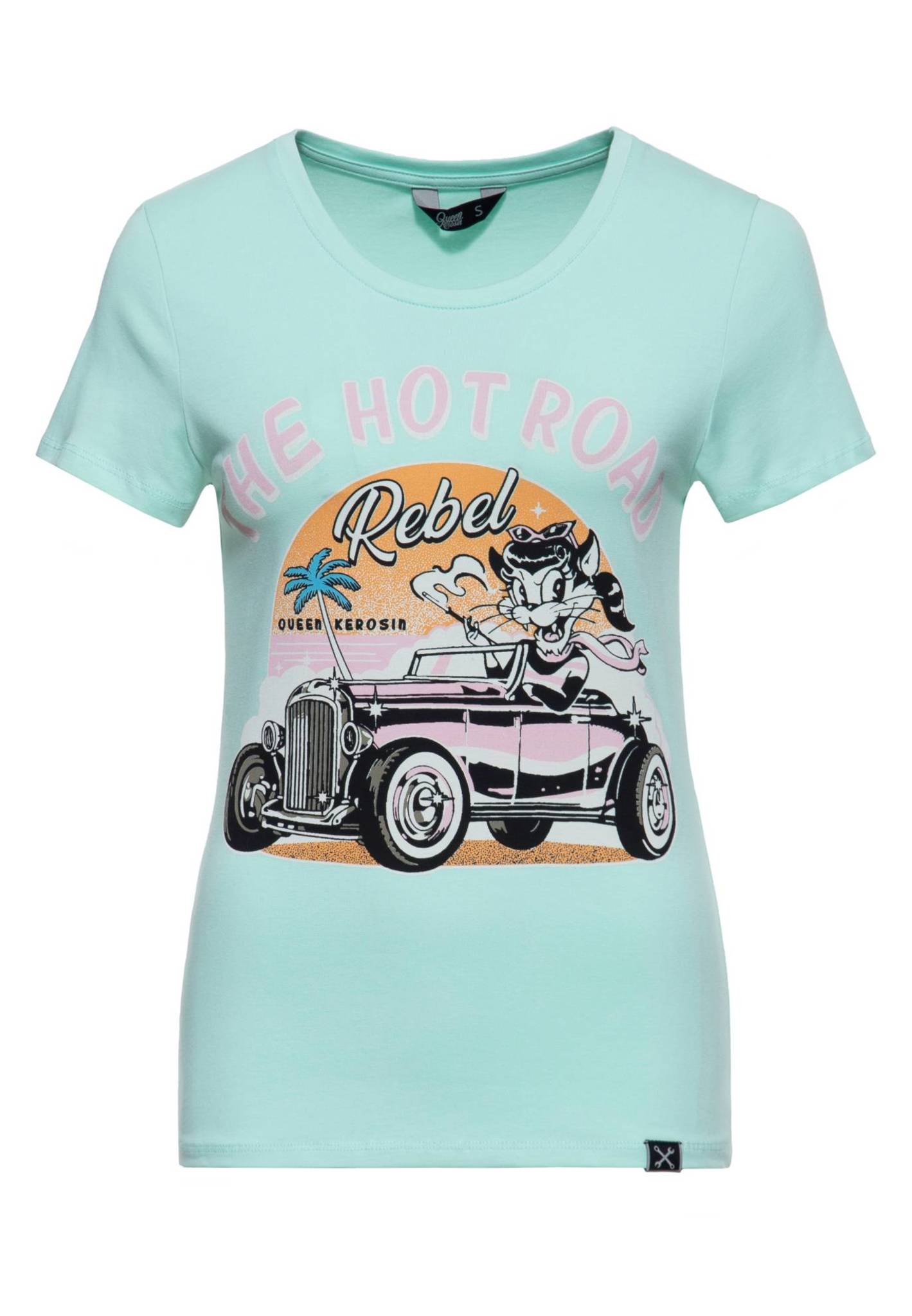 Tee-shirt Rockabilly "The Hot Road Rebel" Turquoise