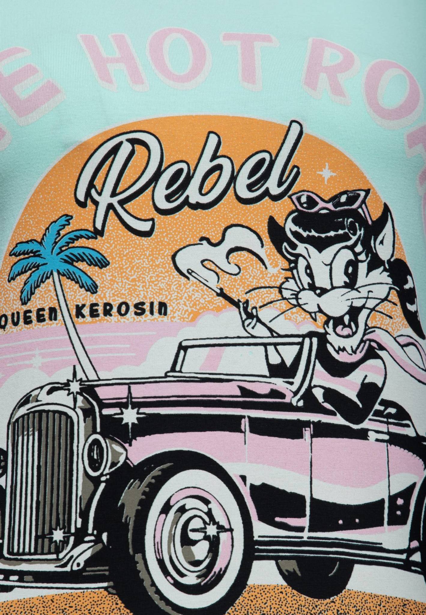 Tee-shirt Rockabilly "The Hot Road Rebel" Turquoise – Image 3
