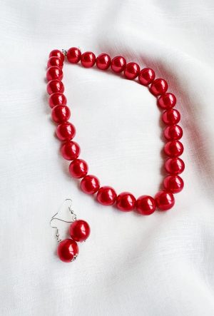 Parure Collier "Big Pearl" Rouge