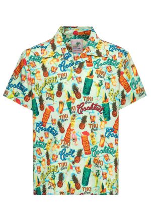 Chemise Hawaïenne "Tiki Cocktails" Vert