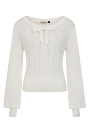 Pull Rétro "Angele Pointelle" Blanc