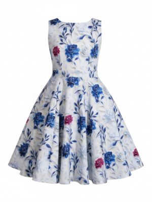 Robe Pin-up Enfant "Blue Blossom"