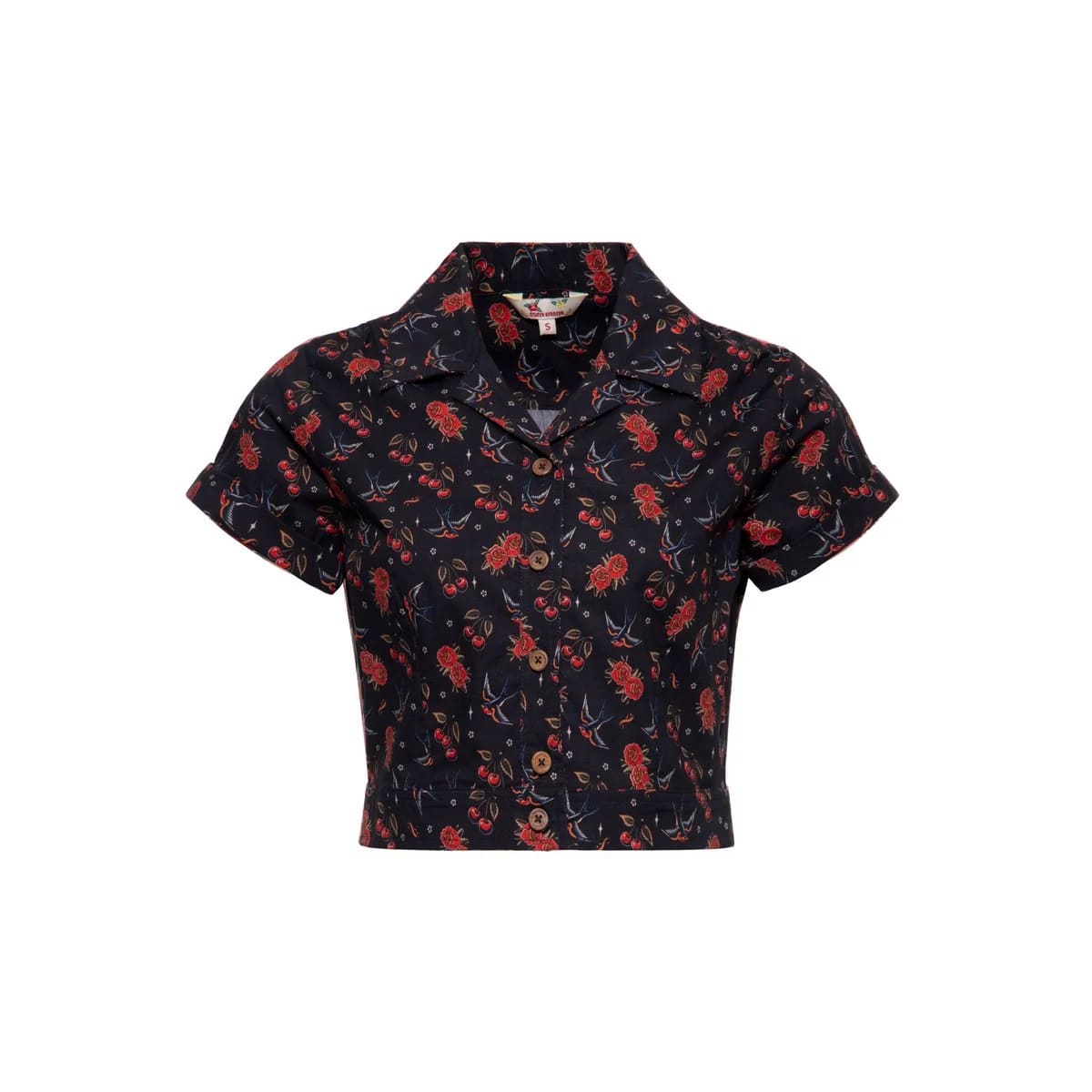 Blouse Crop "Cherries & Roses"