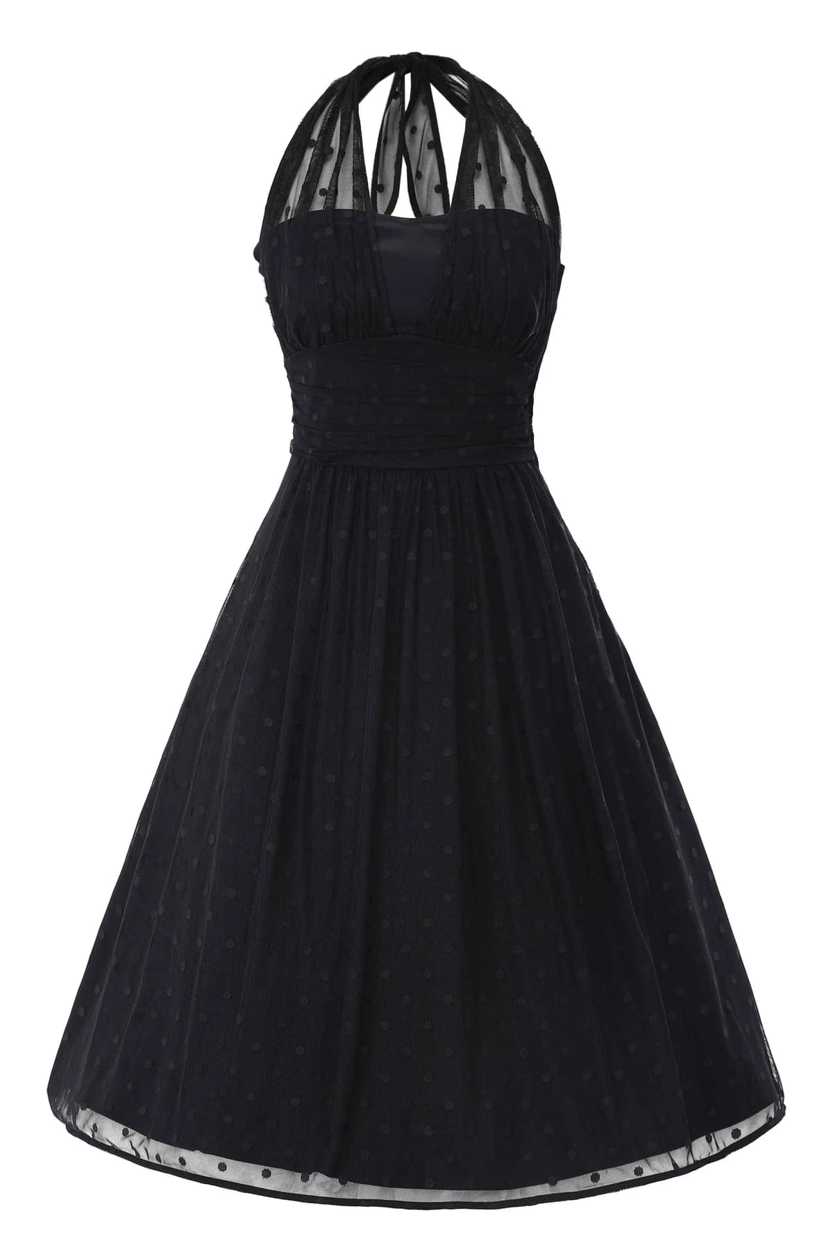 Robe Dos Nu "Dorothea Black Polka Mesh"
