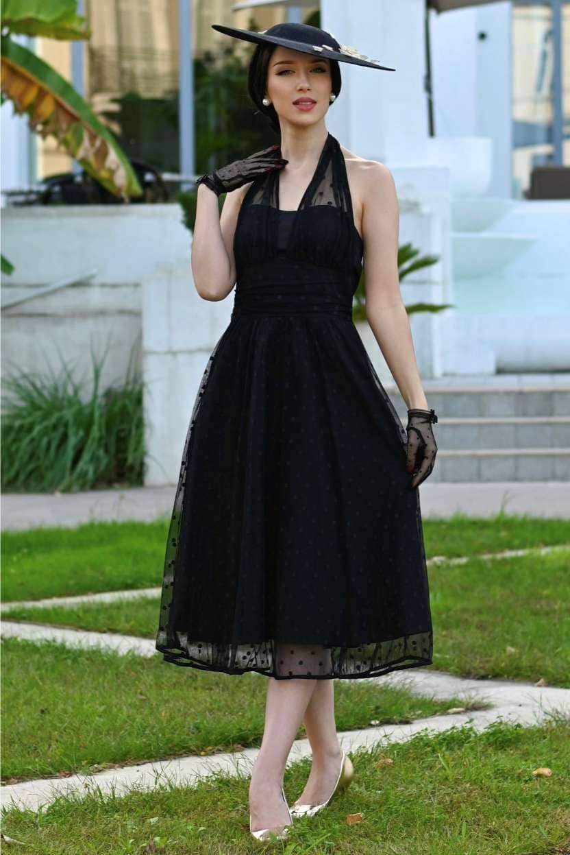 Robe Dos Nu "Dorothea Black Polka Mesh" – Image 3