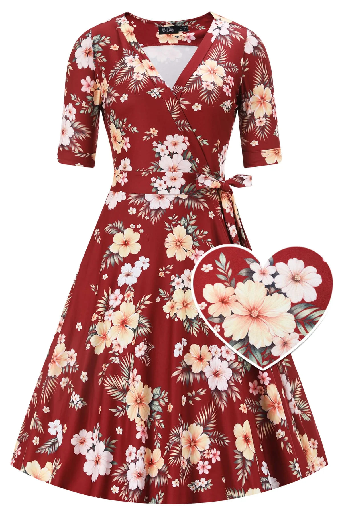 Robe Portefeuille "Mathilda Hibiscus"