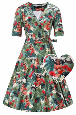 Robe Portefeuille "Mathilda Tropical Pin-up"