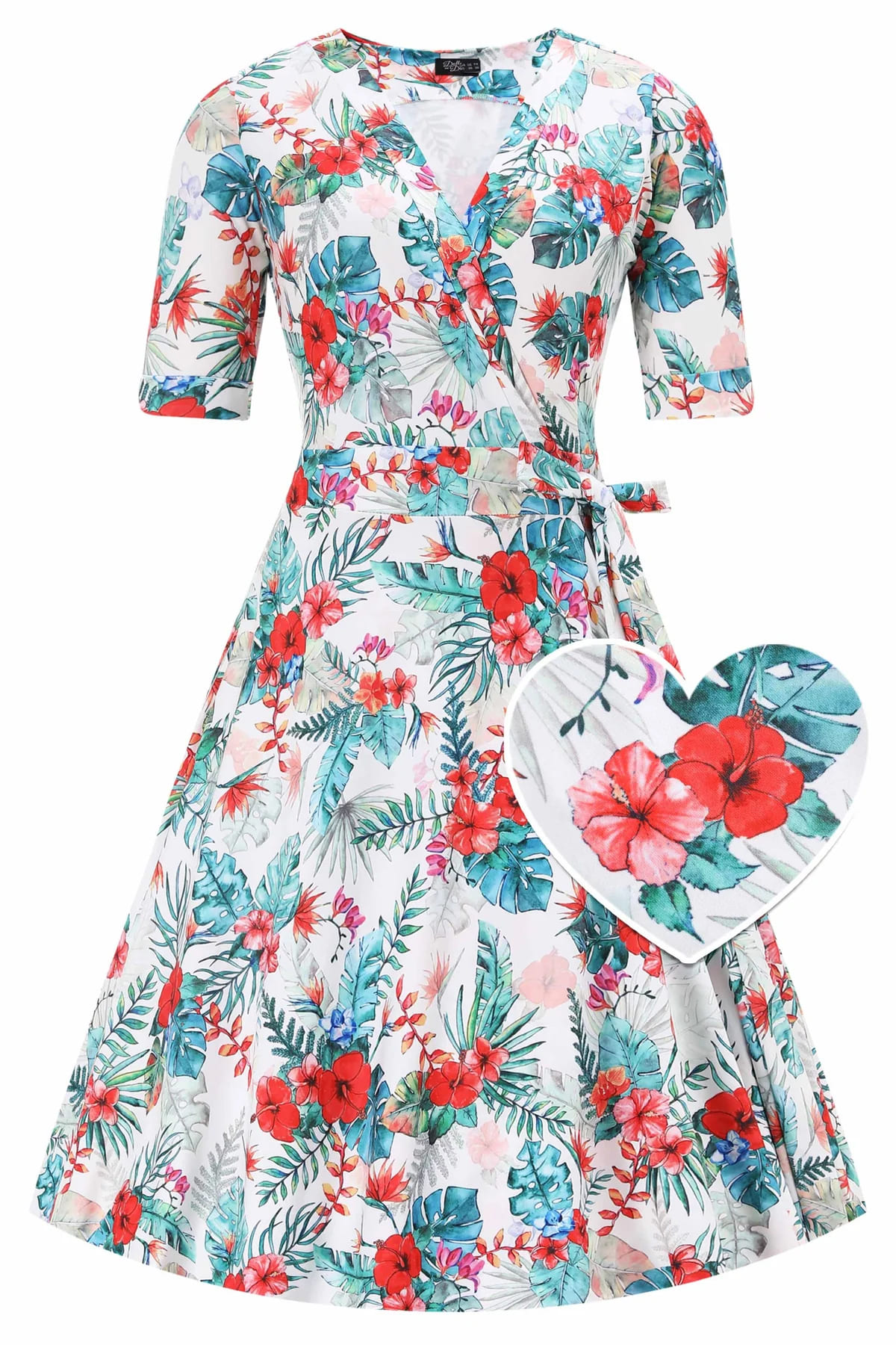Robe Portefeuille "Mathilda Tropical Hibiscus"
