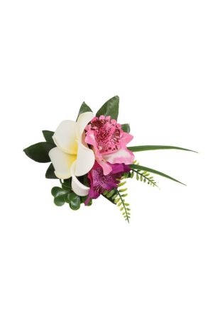 Compo Fleurs Cheveux Tropicales Blanc.Fuschia