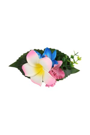 Compo Fleurs Cheveux Tropicales Rose/Bleu