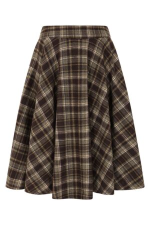Jupe Swing en Laine "Wool Mix Cary Book" Brun/Moutarde