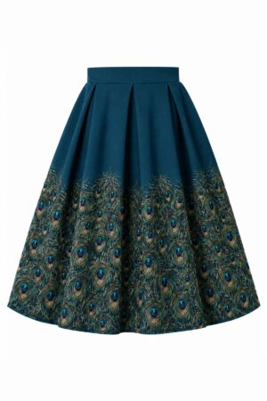 Jupe Evasée "Teal Peacock"