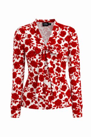 Blouse Rétro "Margaret Red Roses"