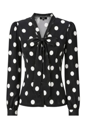 Blouse Rétro "Margaret Black Large Polka Dot"
